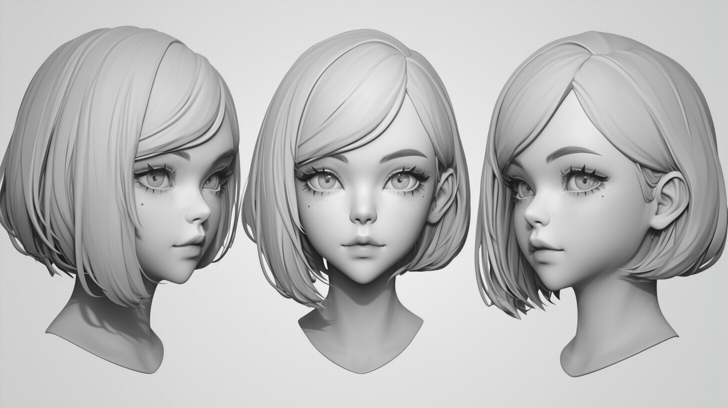 ArtStation - +300 Anime Girl Head Sculpt References(4k) | Artworks