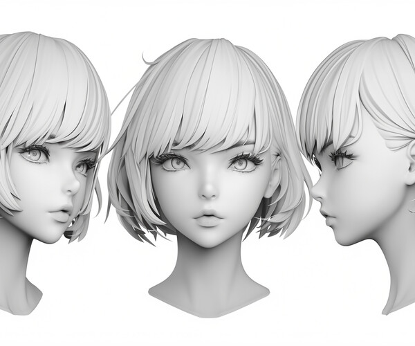 ArtStation - +300 Anime Girl Head Sculpt References(4k) | Artworks