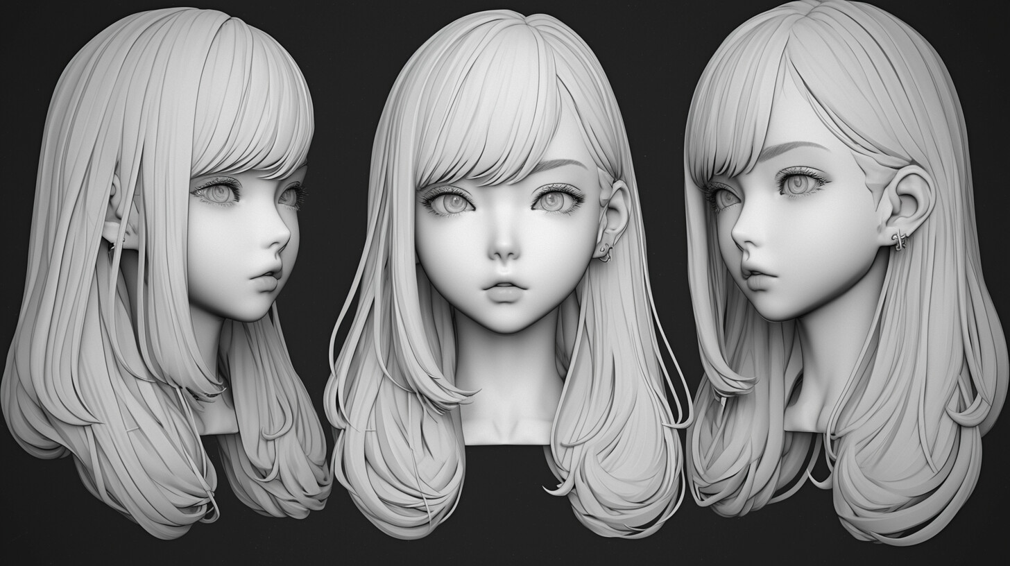 ArtStation - +300 Anime Girl Head Sculpt References(4k) | Artworks