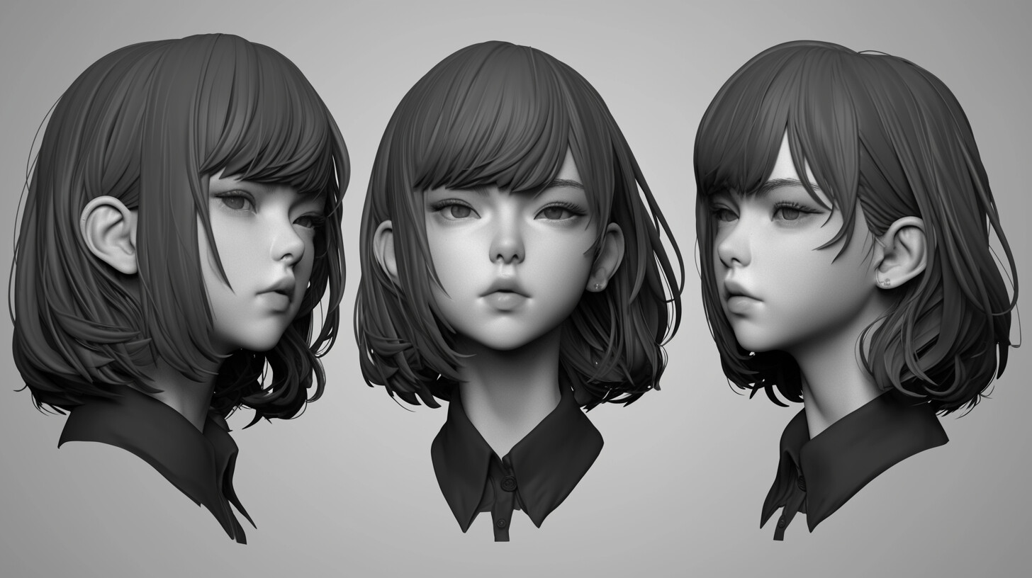 Artstation - +300 Anime Girl Head Sculpt References(4k) 