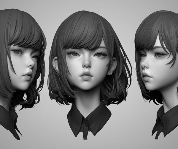 ArtStation - +300 Anime Girl Head Sculpt References(4k) | Artworks