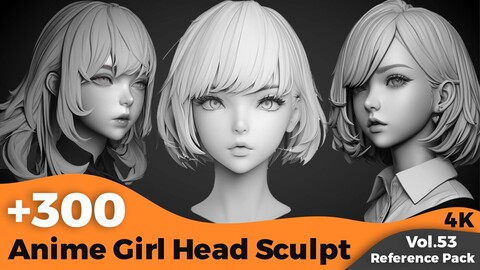 +300 Anime Girl Head Sculpt References(4k)