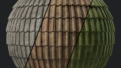 Roof Tile Materials 108- Concrete Roofing | Sbsar, Seamless, Pbr, 4k