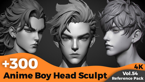+300 Anime Boy Head Sculpt References(4k)