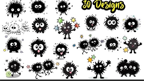 Soot Sprites SVG Bundle, Susuwatari Vector SVG files, My Neighbor Totoro, Spirited Away Anime Illustrations, All Blacky SVG, TV Show Illustrations