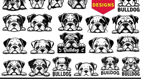 Peeking Bulldog Svg, Peeking Bulldog Puppy Clipart, Bulldog Head, Dog Paws Breed Pet svg, Dog Cutting Files For Cricut, Peeking Dog SVG PNG