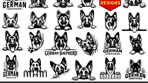 Peeking German Shepherd Svg, German Shepherd svg, German Shepherd Head, Dog Paws Dog Breed Pet Silhouette, Dog Cutting File, Peeking Dog SVG