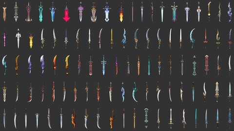 100 Fantasy 3D Battle Sword Collection