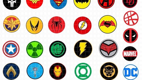 Superhero Logo Icon SVG, Superhero Svg bundle, Comic svg Bundle, Spiderman logo, Captain America logo, Batman logo, Superman logo, Most famous superheroes Cut Files