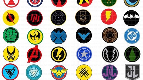 Superhero Logo Icon SVG, Superhero Svg bundle, Comic svg Bundle, Avenger logo, Wolverine logo, Batman logo, Black Panther logo, Most famous superheroes Cut Files