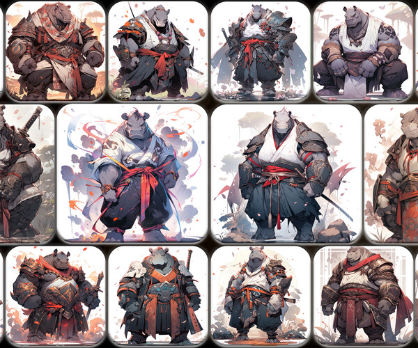 ArtStation - 220 Anime Hippopotamus Warrior (Full Body) Reference Pack ...