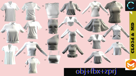 22 women basic clothing Pack - Marvelous Designer project/ zprj-fbx-obj exported