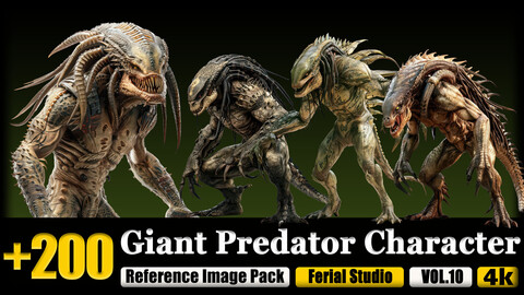 200 Giant Predator Character Reference Image Pack v.10 |4K|