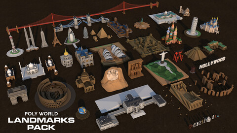 Poly World Landmarks Monument  Mega Pack Collection