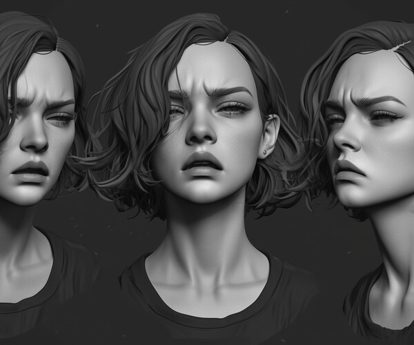 ArtStation - +300 Emotional Female Head Sculpt Reference(4k) | Artworks