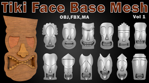 35 Tiki Face Base Mesh (base and high) Vol 1