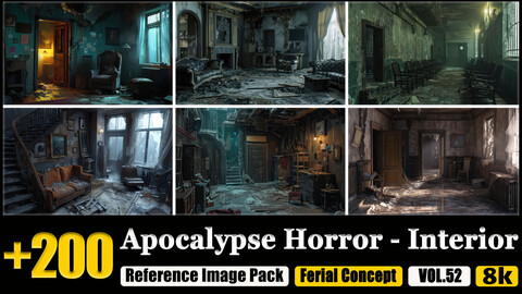 200 Apocalypse Horror - Interior Reference Image Pack v.52 |8K|