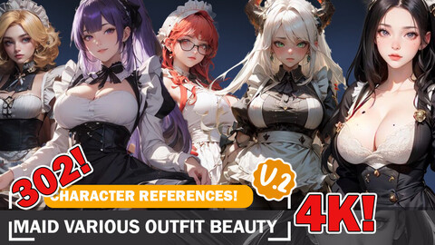 302 Alluring Maid Outfit Beauties and Characters, Intricate Designs, Ideas Reference Art V2 4K