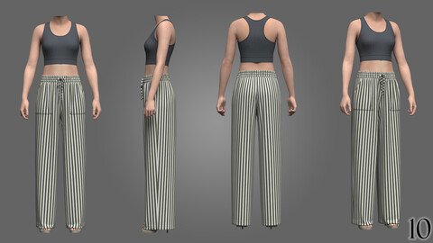 Top And Pyjama Pant Outfit 3D Model