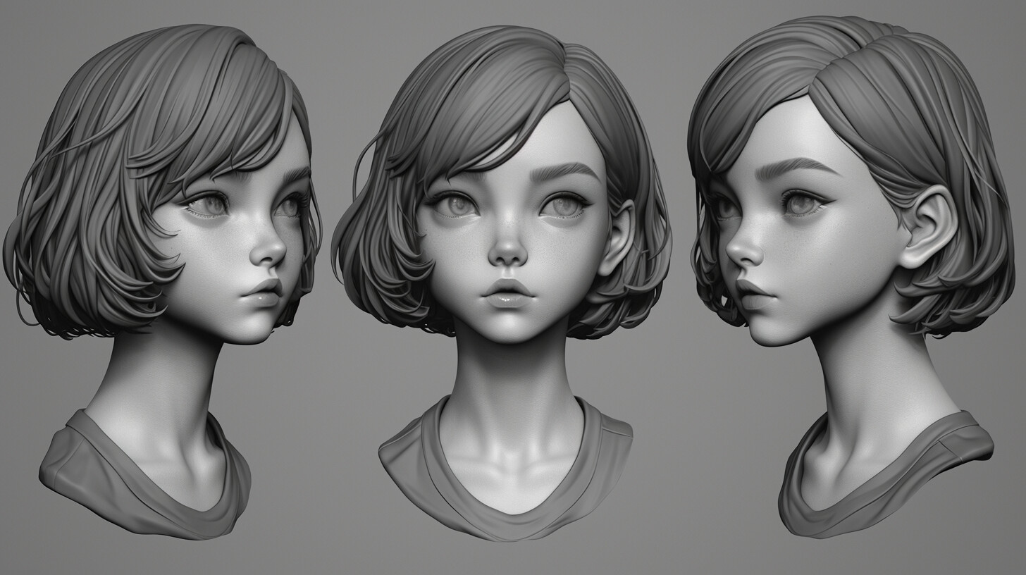 ArtStation - +320 Kid Girl Head Sculpt Reference(4k) | Artworks