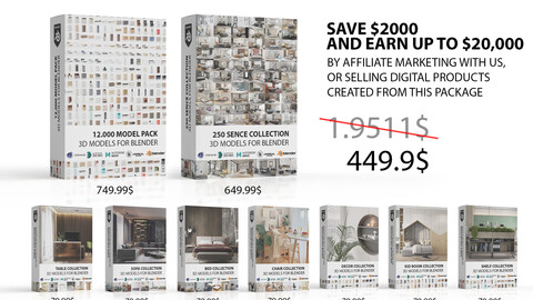 MEGA PACK | 15.000+ Models furniture | 300 Sence | Asset Libraries
