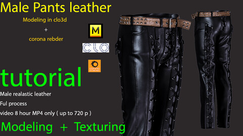 Tutorial Clo3d,MD Realistic leather pant. modeling(clo3d) + Corona render 9H video