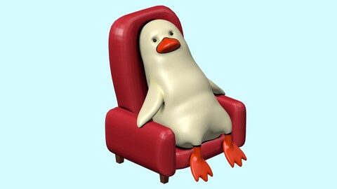 Bird Sitting in Chair 3D Model