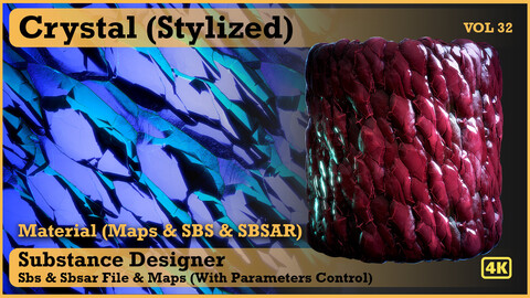Crystal material (Stylized) - VOL 32 - Maps & SBS & Sbsar