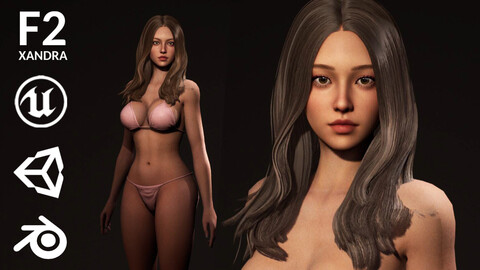 F2 Nude Bikini Girl Nadia - Game Ready Character