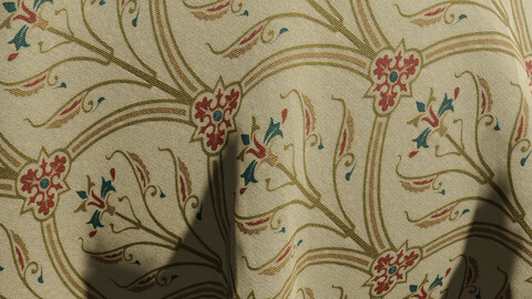 Medieval Fabric - Linen/Hemp - With flower pattern