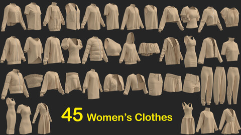 45 Women's Clothes . Marvelous / CLO Project file - OBJ - FBX
