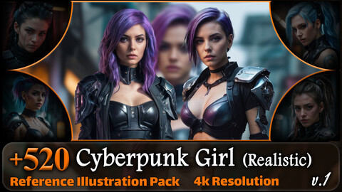 520 Realistic Cyberpunk Girl Reference Pack | 4K | v.1