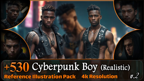 530 Realistic Cyberpunk Boy Reference Pack | 4K | v.2