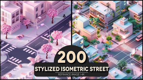 Stylized Isometric Street 4K Reference/Concept Images
