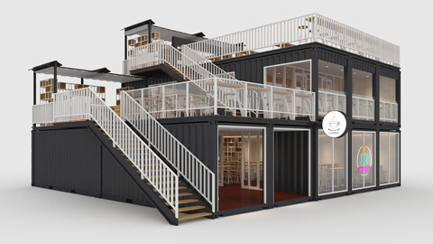 3D Model Container Cafe 9