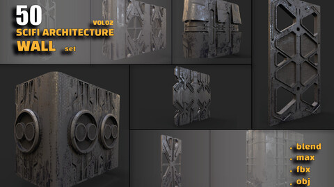 50+SCIFI ARCHITECTURE WALL (KITBASH PACK)VOL 02