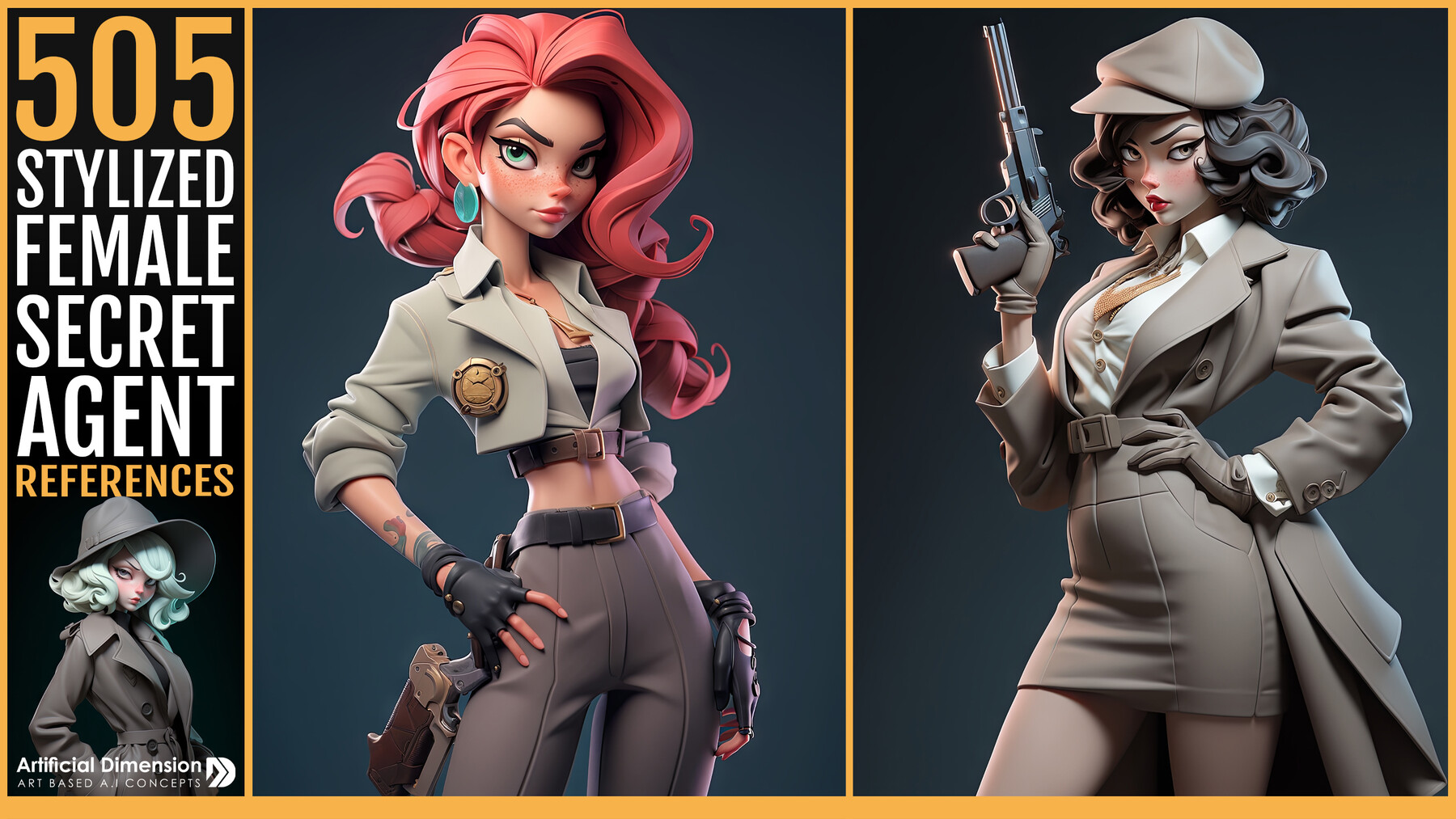 505 stylized female secret agent