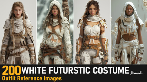 White Futuristic Costume (Female) |4K Reference Images