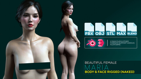 Realistic Girl Naked Rigged Model - Maria