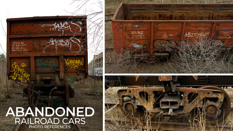 Abandoned railroad cars [PHOTO REFERENCES PACK]