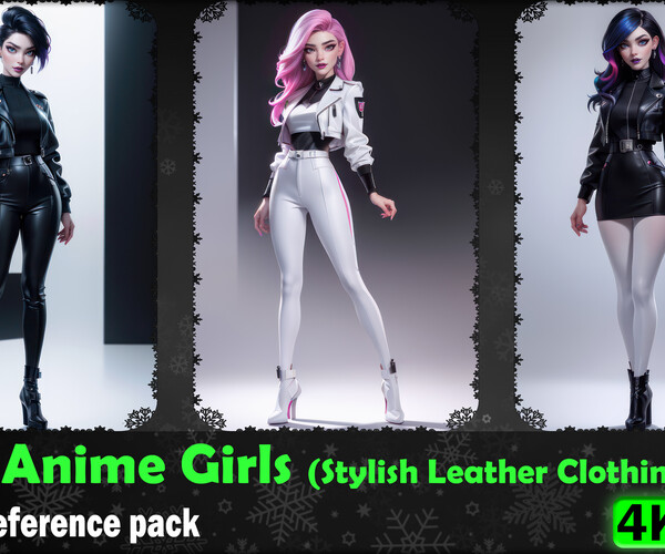 ArtStation - 340+ Anime Girls (Stylish Leather Clothing) Images Reference  Pack - 4K Resolution - V.319 | Artworks