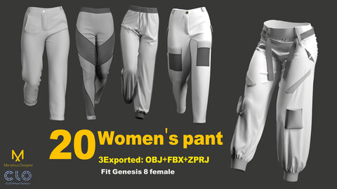 20 Women's pant /marvelous designer / clo3d / OBJ / FBX