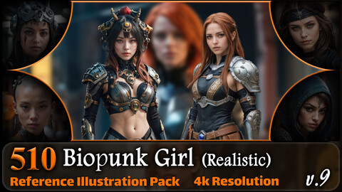 510 Realistic Biopunk Girl Reference Pack | 4K | v.9