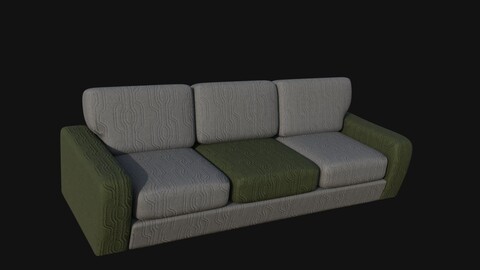 gray green three seater 3d sofa