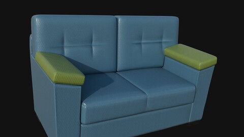 blue green 3d two seater sofa