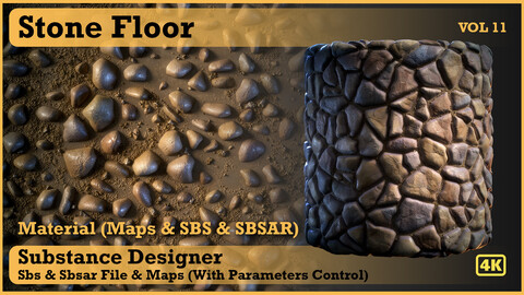 Stone Floor Material - VOL 11 - Maps & SBS & SBsar