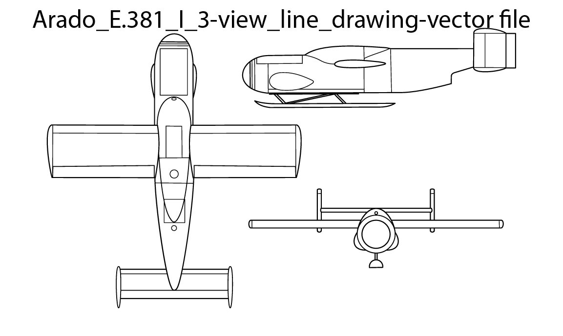 ArtStation - Arado E 381 I 3 view line drawing vector file, helicopter ...