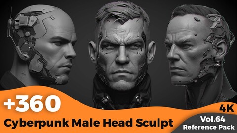 +360 Cyberpunk Male Head Sculpt Reference(4k)