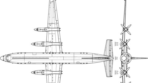 Ilyushin Il-18V 3-view-svg vector file