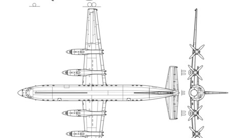 Ilyushin Il-18V 3-view-svg vector file-svg vector file